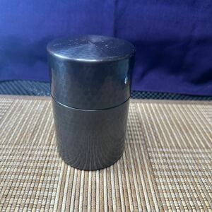 茶筒 煎茶道具 純銅製 鎚目模様 銅製茶筒 新光堂銘