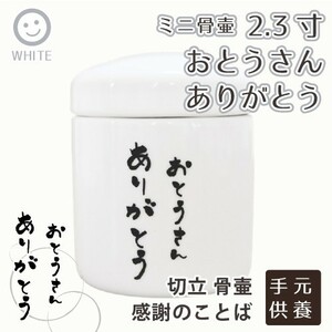 ミニ骨壷 2.3寸 縦文字 おとうさん ありがとう 感謝のことば 切立 遺骨入れ 父の日 お参り