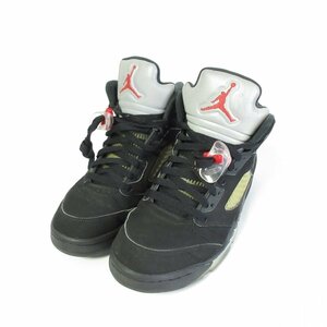 良品 正規品 NIKE ナイキ AIR JORDAN 5 RETRO BLACK METALLIC ハイカットスニーカー 845035-003 26cm ブラック×メタリックシルバー