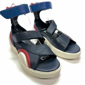 PRADA プラダ　サンダル　レザー　35 22.5cm レディース　ネイビー　靴　シューズ　レディース