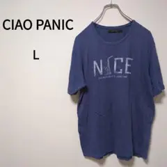 【CIAO PANIC】チャオパニック（L）センターロゴTシャツ＊麻混＊ネイビー