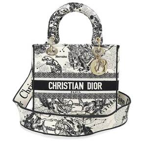 （未使用　展示品）クリスチャンディオール Christian Dior Lady D-Lite ミディアム ショルダー ハンドバッグ キャンバス ラテ M0565ORHZ