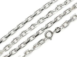 SILVER925 ネックレス あずき2面カットチェーン 3.7mm［ロジウム］ 75cm【1コ販売】 / SVNEK-003-75cm