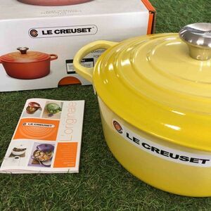 GX2205 LE CREUSET ル・クルーゼ 両手鍋 ココット ロンド 21177-24cm ホーロー鍋 料理 調理器具 イエロー 箱汚れ有り 未使用 保管品 鍋