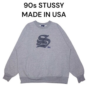 USA製 90s STUSSY　ビッグロゴ刺繍　スウェットトレーナーステューシー