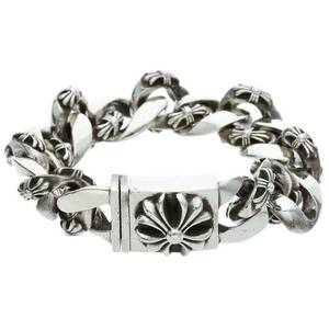 クロムハーツ Chrome Hearts FANCY LRG3/CHXラージボックスID サイズ:13LINK ファンシーシルバーブレスレット 中古 OM10