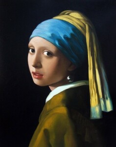 油絵 フェルメールの名作_真珠の耳飾りの少女（別名：青いターバンの少女） MA96