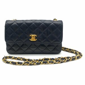 CHANEL シャネル ココマーク ターンロック ミニマトラッセ チェーン ショルダー バッグ ネイビー 美品 M8291