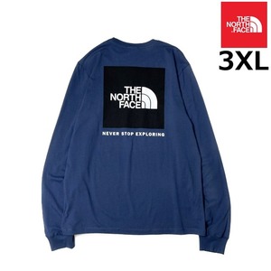 1円～!売切!【正規新品】THE NORTH FACE◆L/S BOX NSE TEE 長袖 Tシャツ ロンT US限定 ボックスロゴ 男女兼用 キャンプ(3XL)青 180902-5