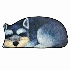 デザインマット 玄関マット ダイカット 眠っている犬 3D風 リアル 滑り止め加工 (シュナウザー)