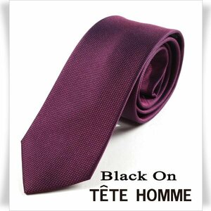 新品1円～★Black On TETE HOMME テットオム シルク絹100％ ネクタイ ボルドー 織柄 正規店本物◆9963◆