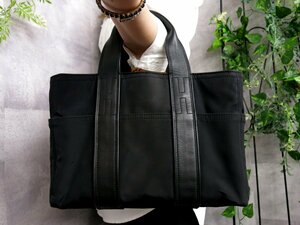 ●美品●HERMES エルメス●アカプルコPM●ナイロン カーフ レザー 本革●トート バッグ●黒●腕掛け●かばん●Js45827