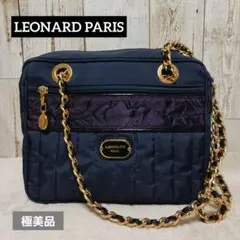 【極美品】LEONARD PARIS ナイロンキルト チェーンショルダーバッグ