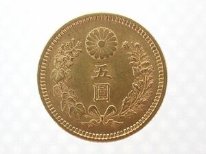 大日本 五圓 明治三十年 5円 明治30年 約4.2g 約16.8mm 硬貨 コイン 金貨 アンティーク コイン 古銭