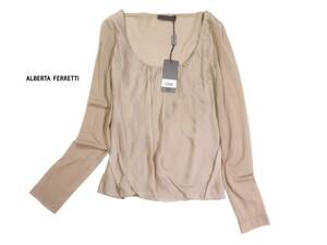 未使用 ALBERTA FERRETTI アルベルタフェレッティ シルク シアープルオーバーブラウス I40