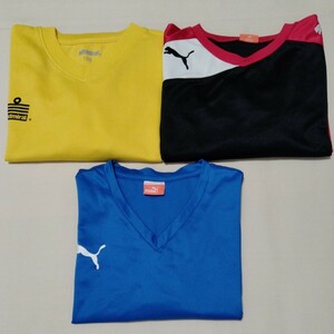 +AS26 まとめ 3枚 150 男子 男の子 長袖 Tシャツ サッカー スポーツ puma プーマ Admiral 黄色 黒 青