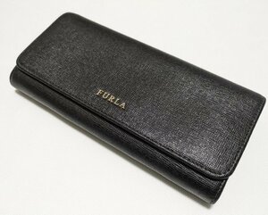 ■未使用 フルラ 長財布 かぶせ蓋 レザー 黒 FURLA■