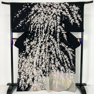 訪問着 桜 華 正絹 ぼかし 黒 白 身丈169cm 裄丈70cm y154-2577619【Y商品】和装 着物 8