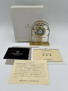 現状品　慶應義塾大学 KEIO 1998年 卒業記念品 MIKIMOTO ミキモト 真珠付 パール 樹脂製 置時計