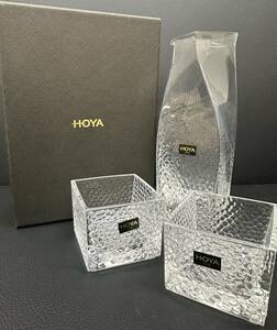 ◇◆4274　HOYA CRYSTAL　ホヤ クリスタル　冷酒セット　徳利　お猪口　ペアグラス　未使用　現状保管品◆◇