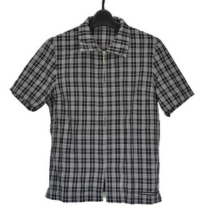BURBERRY GOLF バーバリーゴルフ レディース 半袖ジップアップシャツ 黒チェック　サイズ：M　