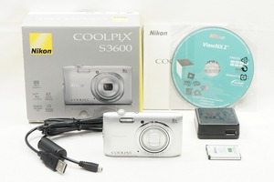 【適格請求書発行】美品 Nikon ニコン COOLPIX S3600 コンパクトデジタルカメラ シルバー 元箱付【アルプスカメラ】240324g