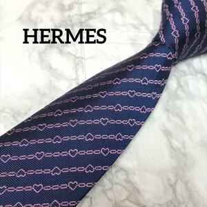 新品　HERMES 24年モデル　エルメス ネクタイ　クール・アン・シェーヌ　ハート