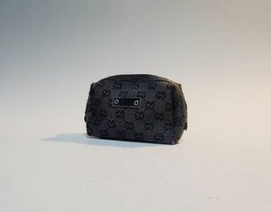 鑑定品◇GUCCI(グッチ) メイクポーチ キャンバス ミニポーチ GG グレー B286