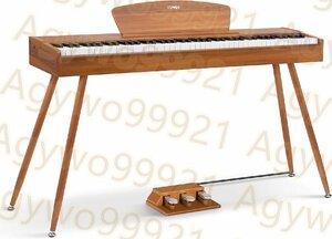 電子ピアノ 88鍵 ハンマーアクッション鍵盤 3本ペダル スタンド アダプター付 茶色 DDP-80