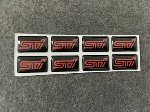 ★スバル SUBARU STI★10★ ステッカー エンブレム 8枚セット 結晶樹脂 防水シール 車の装飾 ブラック