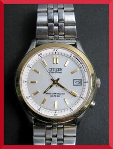 シチズン CITIZEN エコドライブ ラジオコントロール 3針 デイト H415-S033039 HST 男性用 メンズ 腕時計 U555 稼働品