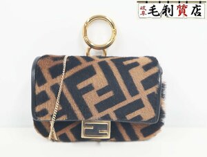 フェンディ FENDI ナノ バゲットチャーム ズッカ柄 7AR844 バッグチャーム 未使用 チェーンバッグ アクセサリー 小物