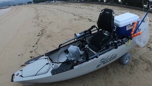 砂浜5回出廷のみ HOBIE Kayak proangler12 ホビーカヤック プロアングラー12 魚探他付属セット 引き取りor配送は商品説明欄