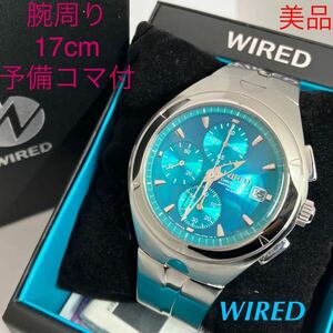 美品☆電池新品☆送料込☆SEIKO ワイアード WIRED グリーン メンズ腕時計 初代クロノグラフ復刻リメイクモデル 7T92-0TB0 AGAV116