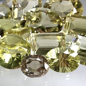 (天然イエロークォーツ16点おまとめ 300ct)m ルース 裸石 宝石 ジュエリー jewelry yellow quartzクォーツ i