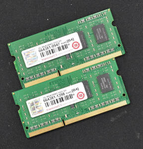 4GB (2GB 2枚組) PC3-10600S DDR3-1333 S.O.DIMM 204pin 1Rx8 ノートPC用メモリ 8chip Transcend トランセンド 2G 4G (管:SA3684 x4s