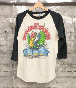 古着 80s THE ROLLING STONES 1981 TOUR ローリングストーンズ ツアー スタジアムドラゴン 七分丈Tシャツ ラグラン アイボリー L