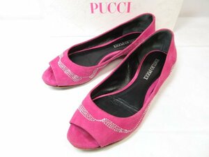 超美品【エミリオプッチ EMILIO PUCCI】 スエードレザー ラインストーン付き オープントゥサンダル (レディース) 36 ピンク系 ■18LZ4360■