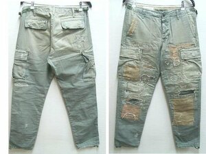 即決[W30]DENIM&SUPPLY 大戦モデル リペア ミリタリー カーゴパンツ 軍パン スリム デニム パンツ デニム＆サプライ■400