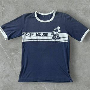 90s 00s Disney ミッキー リンガー Tシャツ フェード ディズニー キャラクター ネイビー 90年代 ヴィンテージ vintage シングルステッチ