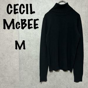 【CECIL McBEE】セシルマクビー（M）タートルネックセーター＊リブ＊黒＊
