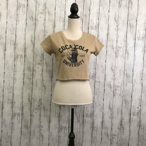 GYDA　ジェイダ　COCA-COLA UNIVERSITYショートTシャツ　Fサイズ　ベージュ　後ろのネック部分に刺繍　S7-246　USED