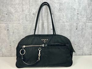 状態良好【PRADA/プラダ/ハンドバッグ/三角ロゴ/テスートナイロン/ブラック】フロントジップ トートバッグ 本体のみ