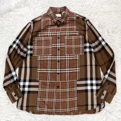 【美品 現行 希少】 BURBERRY ノバチェック ドッキング ブラウン L