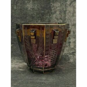 アンティーク オリジナル フランス クリスタル花瓶ボウルアートインテリアヘビー1920グラム8"