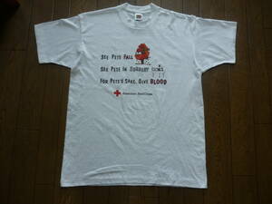 90s　ヴィンテージ　FRUIT OF THE LOOM　半袖　Tシャツ　American Red Cross　赤十字　献血　医療　サイズXL