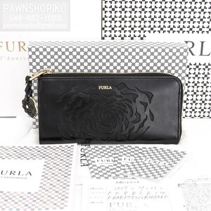 フルラ FURLA 90周年限定コレクション L字ファスナー長財布 882614 レザー ブラック 中古 [質イコー]