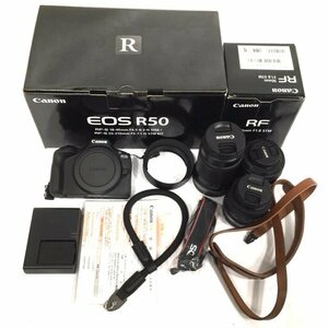 1円 CANON EOS R50 RF-S 18-45mm 1:4.5-6.3 IS STM RF 50mm F1.8 STM 含む ミラーレス一眼 カメラ レンズ C221944