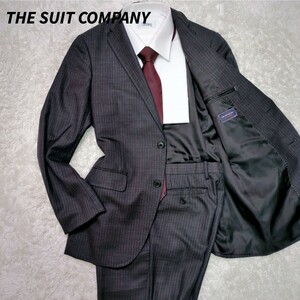 スーツカンパニー　THE SUIT COMPANY　セットアップ　ストライプ　グレー　センターベンツ　ビジネス　ビジネスカジュアル　テーラード　