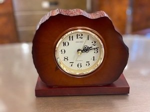 QZ456D SEIKO セイコー 置時計 クオーツクロック 茶色 年輪 デッドストック品 未使用品
